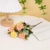 Dekorative Blumen künstliche Seide Rose Langer Zweig Bouquet für Hochzeitsdekoration Weihnachten falsche Pflanzen DIY WREATH Home Vase Geschenkdekoration