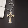 Pendant Necklaces Classic Stainless Steel Black Three Tier Jesus Cross Necklace Men Women Catholic Prayer Amulets Jewelry