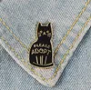 Black Enamel Cat Brooches Button Pins for clothes bag Please Adopt The Badge Of Cartoon Animal Jewelry Gift for friends C39508344