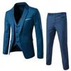 Mens Suit Slim 3 Piece Business Wedding Party Jacket Vest Pants Coat European American Style Social Dress Shirts 240412