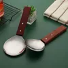 Dinnerware Sets Wooden Handle Rice Spoon Thickened Non-stick Scoop Kitchen Metal Paddles Supply Nonskid Meal Japanese Soup Spoons