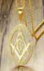 män halsband frimurer pendent rostfritt stål modekedja guldhalsband hip hop crystal smycken på nacken hela19032703