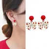 Boucles d'oreilles enveloppe étalon à pois à pois pour femmes Rose Red Pearl Bow Drop Bijoux 2024 ACCESSOIRES DE SEETY OEUR ES1130