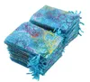 100pcs sacs d'organza de corail bleu 9x12cm Small de mariage sac cadeau mignon de bijoux de bonbons