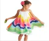 Vêtements d'été pour enfants American Style Girls Ins Rainbow Striped Suspenten Robe sans manches robe de plage décontractée Kids Joint Dress99515832