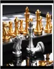 Table Leisure Sports Chess Games Outdoors Drop Delivery 2021 Medieval International Set With Chessboard 32 Gold Sier Games Pieces 4342590