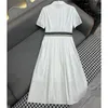 メタルバッジポロシャツの女性用ドレス半袖ドレスデザイナーウエストレターウェビングカジュアルスカート