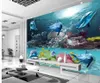 Wallpapers Custom Po Wallpaper 3D stereoscopische onderwaterwereld Dolphin TV -achtergrond Muurschildering Decoratie