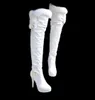 Stivali bianchi sopra gli stivali da ginocchio da donna scarpe con tacchi alti signore inverno inverno in pelle lunghe dimensioni femminili 436945555