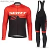 Jersey de cyclisme sets Scott Pro Team Jersey Cycling Set Long Seve Mountain Bike Clothes Wear Maillot Ropa Ciclismo Racing Bicycle Cycling Clothing L48