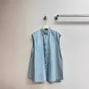 Women's Vests Designer KK2024 Ny produkt Lansera denimskjorta Jacket Twill Cotton Material Light Blue Washed Fashionable N859