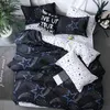 Bedebladen zwarte strepen-comforter beddengoed sets California King Flat Bed Spread Bed Set Dekbed over Trek voor 2 personen quilt cover