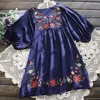 Summer Women Messicano Ricordato Floreale Cambiato floreale Tunica etnica Vintage Tunica Boho Hippie Tops Bluse Feminina 240412