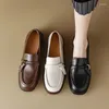 Dress Shoes British Style Soft Soled klein leer Een slip-on loafers met Round Head Single Shoe Women's Peas