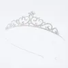 Hårtillbehör 1pc silverfärglegering Crystal Crown Accessory for Women Wedding Rhinestone Bridal Tiara