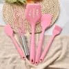 5pcs Silikon Kochutensilien Set Nicht-Schicht Silikonkuchen Spatel Kochen Schaufel Schneebesenölpinsel Flexible Küchenutensilien Sets Sets