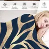 Blankets Elegant Navy Blue Gold Zebra Print Throw Blanket For Sofas Decorative Sofa