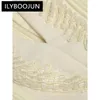 Vestidos casuais ILYBOOJUN 2024 Vestido de pista de moda de verão Vestido 3D BEADO V MANEIRAS LONGO LONGA CAIA MIDIA MIDI