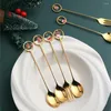 Coffee Scoops 4/6Pcs Christmas Dinnerware Stainless Steel With Luxury Gift Box Tableware Desser Fork Spoon Santa Cutlery For