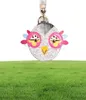 Söt uggla kycklingkristalltecknad anime myntväskan nyckelchain hänge pu läder plånbok nyckel kedja för kvinnor väska charm4439234