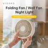 Elektriska fläktar Vissko Ny fläkt med fjärrkontroll trådlös bärbar vägghängande uppladdningsbar bordfläkt Nightlight Desktop Folding Electric Fan