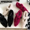 Casual Shoes Girls Female Fur Party Fluffy Point Toe Mary Jane Dress Women Designer Vackra 2024 Ladies China Flats Winter Winter