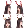 Korean New Cute Christmas Elk Headband Large Antlers Hairbands Girls Plush Ball Pine Cones Hair Hoop Women Hair Accessories