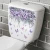 M21 plantes fleurs papillons autocollants de toilette de salle de bain couvercle de toilette autocollant réfrigérateur mural autocollants wc pour décoration domestique