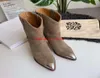 Original Box Woman Designer Shoes Isabel Paris Runway Marant Lamsy Leather Boots Old West Pointed Steel Toe Heel Ornament Boots8493025