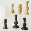 Ljusstakar Solid Wood Stand Candlestick Trähållare Kraft Storage för El Church Home Table Decor