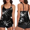 Dames badmode dames zwemkleding outfits patroon geprinte/gradiënt kleur backless sling tops elastische vaste shorts set