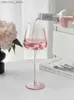 Weingläser 500 ml Keigungskapazität Pink Rotwein Lass Hih-Wert Home Home Crystal Champan Lass Cup Oblique Mund Oblet L49