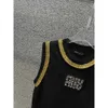 Maglietta da donna Tees 24SS primavera/estate Oro Personalized bordo di contrasto Design a maglia canotta a maglia