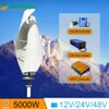 5000W Vertical Axis Wind Turbine 24V Alternative Energy Generator 220V AC Output Household Complete Kit with Controller Inverter