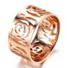 Brand Desgin Luxury Jewelry New Arrival Top Selling Stainless Steel Rose Gold Party Hollow Camellia Women Wedding Band Ring For Lo3563652