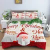 Julbäddsuppsättning 3D Tryckt Santa Claus Däcke Cover Set King Queen Single Double Size Kids Bedding Set No Bed Sheet