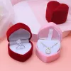 Ny hjärtformad sammet ringlåda för föreslå engagemang bröllop smycken förpackning display lådan röd rosa ängel vingar smycken låda