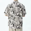 Casual shirts voor heren Summer Beach Hawaiiaans shirt Men Korte mouw Losse high-end dunne No-Iron Japanese Retro Cubaanse kraagbloem