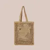 Resedesigner tygväska triangulär halm casual enkel strandväska för kvinnlig stor kapacitet handväska säck en huvudmode prydnad orange grön te025 h4
