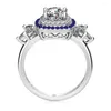 Кластерные кольца подлинное 1 -кадр Моассанитовый кольцо Diamond Eternity Sterling Seding Wedding с Sapphire Cz Undefined Women Delerery Del Dhwgo