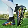 Sapatos de futebol americano Men Long Spike Boots Futsal Soccer Non Slip Kids Kids High Cleats Profissional Grass Training Sneakers