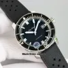 KR Factory New Fifty Fathoms No Rad 5008D-1130-B64A Watch 40.3 mm Black Dial Cal.1151 Automatyczny ruch męski zegarek stalowe gents sportowe zegarki gumowe pasek