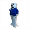Halloween Blue Happy Bear Mascot Mascot Costumes Cartoon personnage de personnage de dessin de haute qualité Suite du carnaval Adults Taille de Noël Party Carnaval