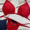 Damskie stroje kąpielowe różowy czarny trójkąt bikini set dziewczęta seksowne bikini designerka stroju kąpielowego dama ubranie lujo backless w kostium kąpielowym kostium kąpielowy na lato C240412