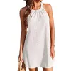 Robes décontractées robe couche licou robe d'été du soleil d'été élégant au large du crochet mini pour femmes plage de vacances avec plissé