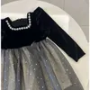 Basic & Casual Dresses Autumn/winter Girls' Baby Velvet Black Dress