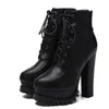 Fashion Femmes Bottes gothiques Lacet Up Ankle Boots Plateforme Punk Shoes Punk Ultra très haut Botie à talon