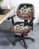 Svartvita rutiga kockar kök mat retro elastisk fåtöljstolskydd avlägsnande kontorsstol slipcover split säte omslag
