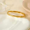 Брушковый модный нержавеющая сталь 18 тыс. Золото покрыто бамбуковым стеклянным камнем из мощеных мощеных браслетов браслеты для женщин модные ювелирные изделия подруга Подарок