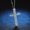 Sier S925 Sterling Pendant Female Fashion Cross Pendant Female 1.6 Moissanite d Color Moissanite Diamond Necklace